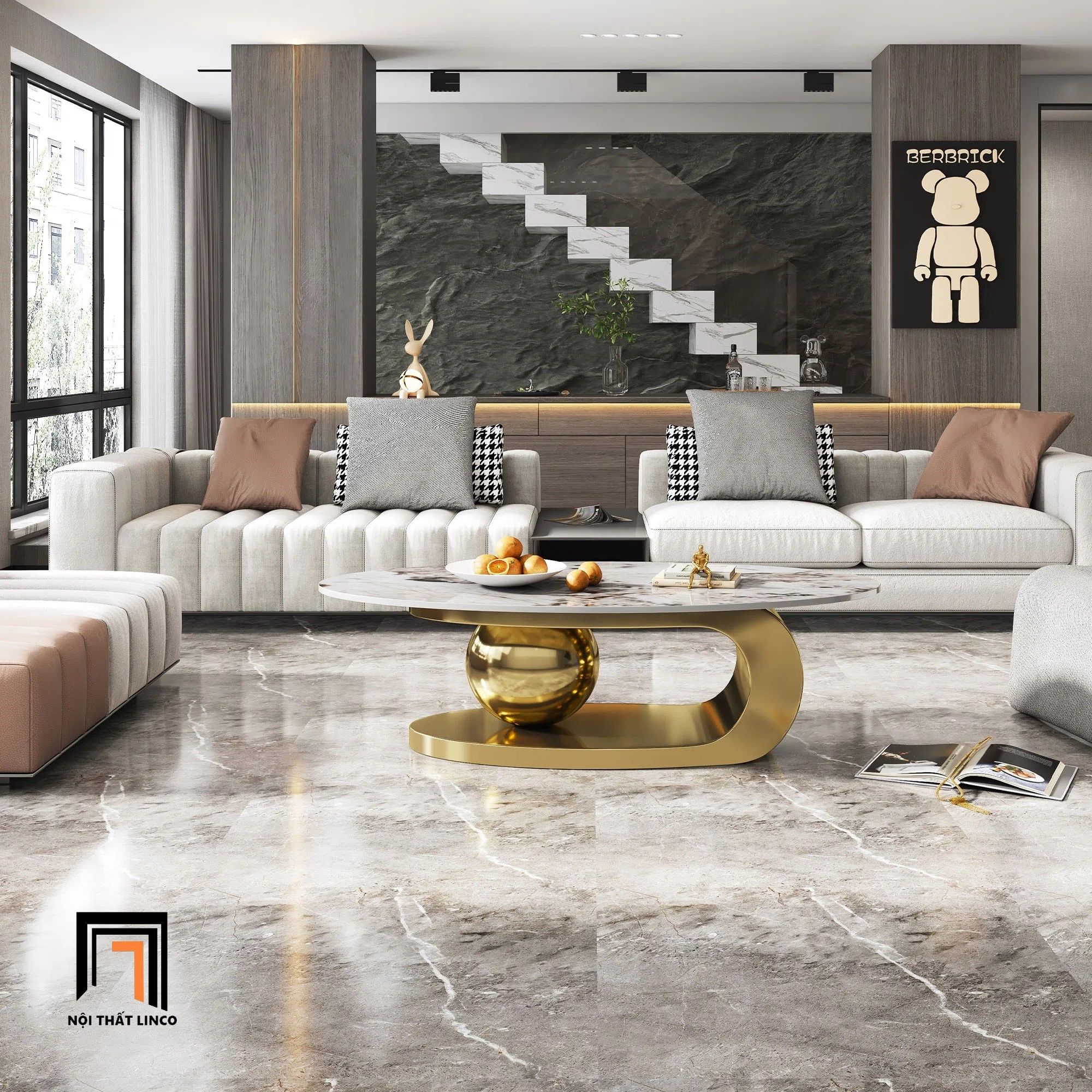 Bàn sofa mặt đá ceramic cao cấp BSF56 Toyei 1m2 x 60 xinh xắn