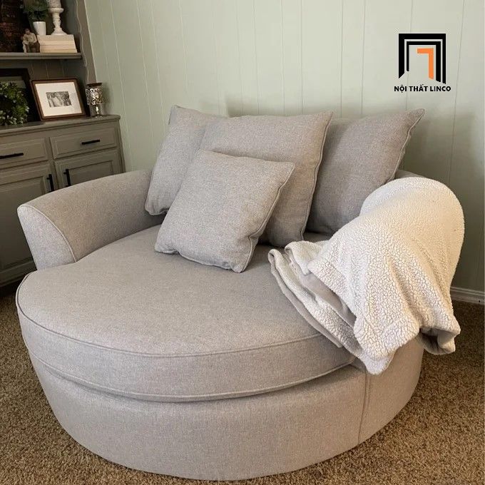 Ghế sofa đơn tròn thư giãn dài 1m2 DT11 Syloh cho phòng nhỏ