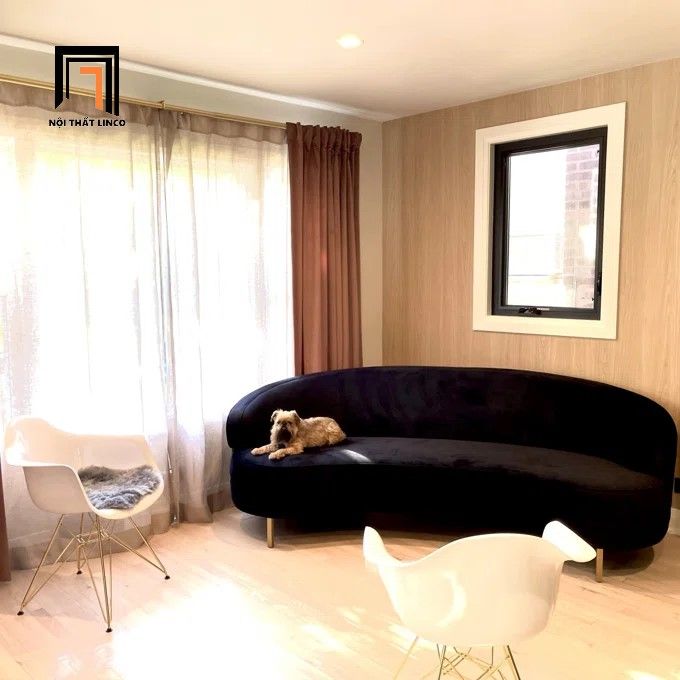 Ghế sofa băng cong BT23 Neville dài 2m2 vải bố nỉ kiểu dáng đẹp