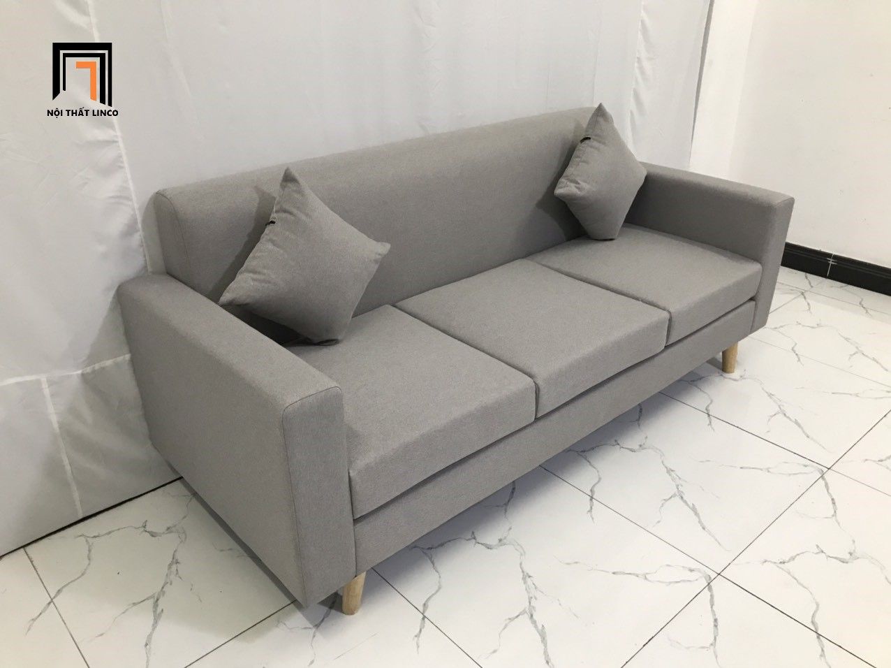 Bộ ghế sofa băng NS05 dài 1m9 giá rẻ màu xám ghi trắng