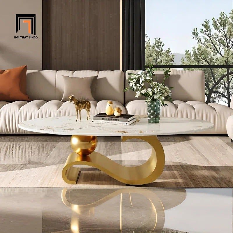Bàn sofa gia đình BSFPK55 Wepof 1m2 x 60 đá ceramic oval