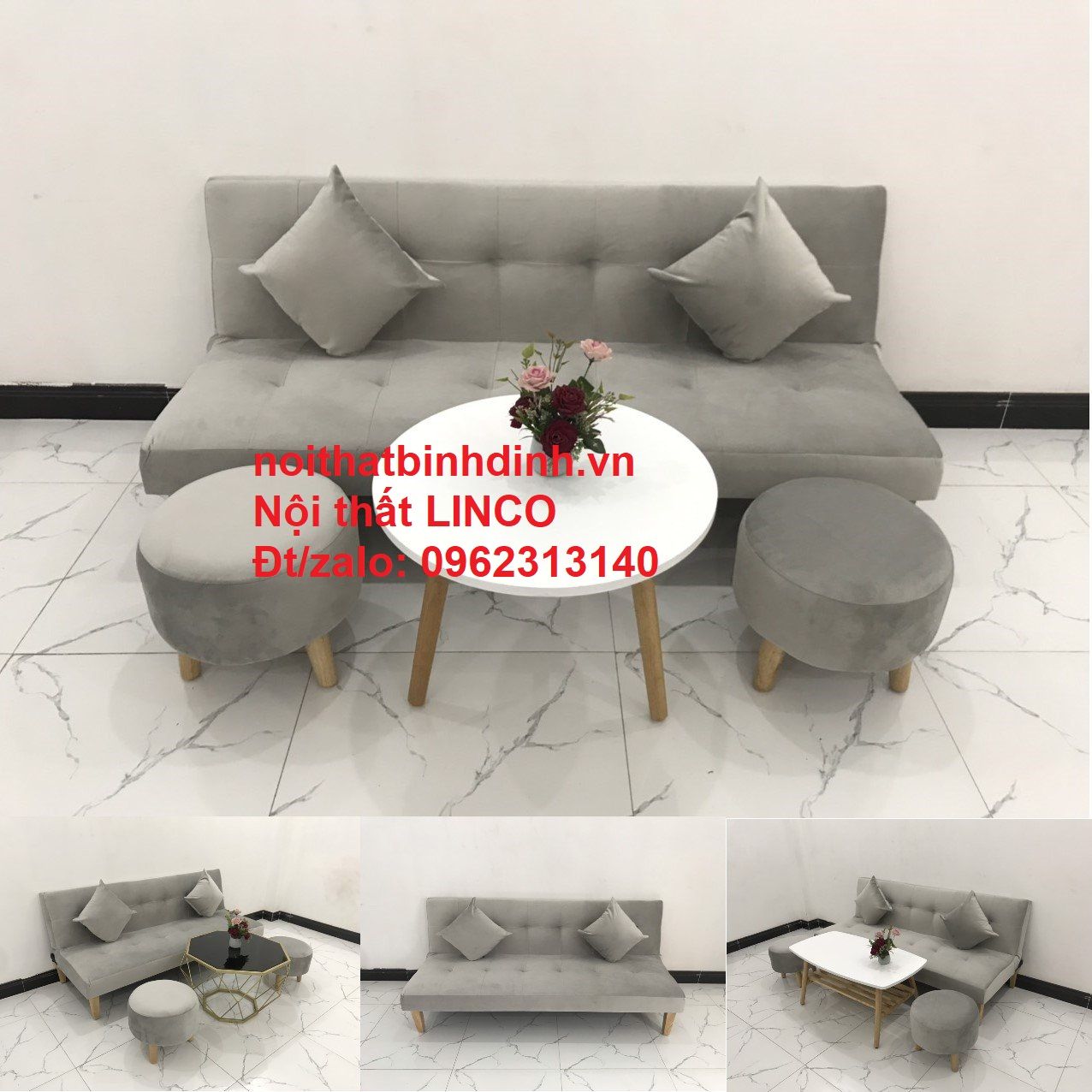 Ghế sofa giường thông minh xám vải nhung giá rẻ màu xanh ngọc