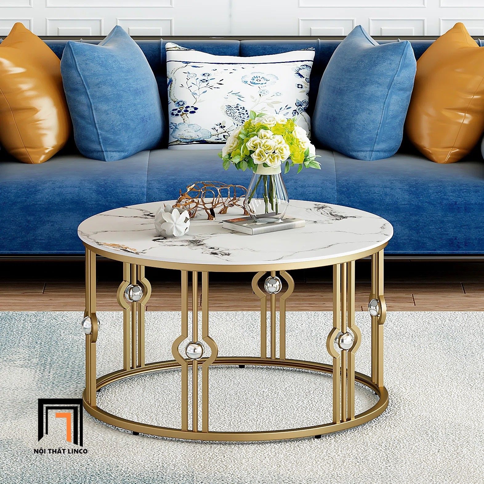 Bàn sofa mặt đá 60 cao cấp khung chân sắt BSF64 Elgin giá rẻ