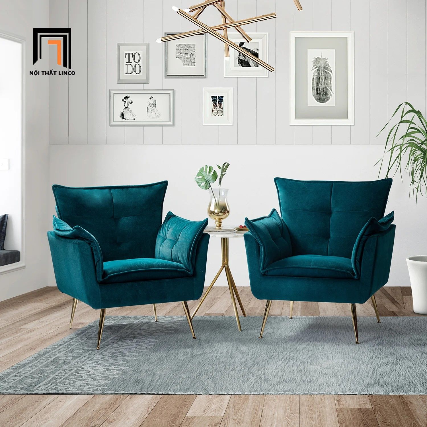 Ghế sofa đơn sang trọng DT4 Toulouse vải nhung cho shop tiệm