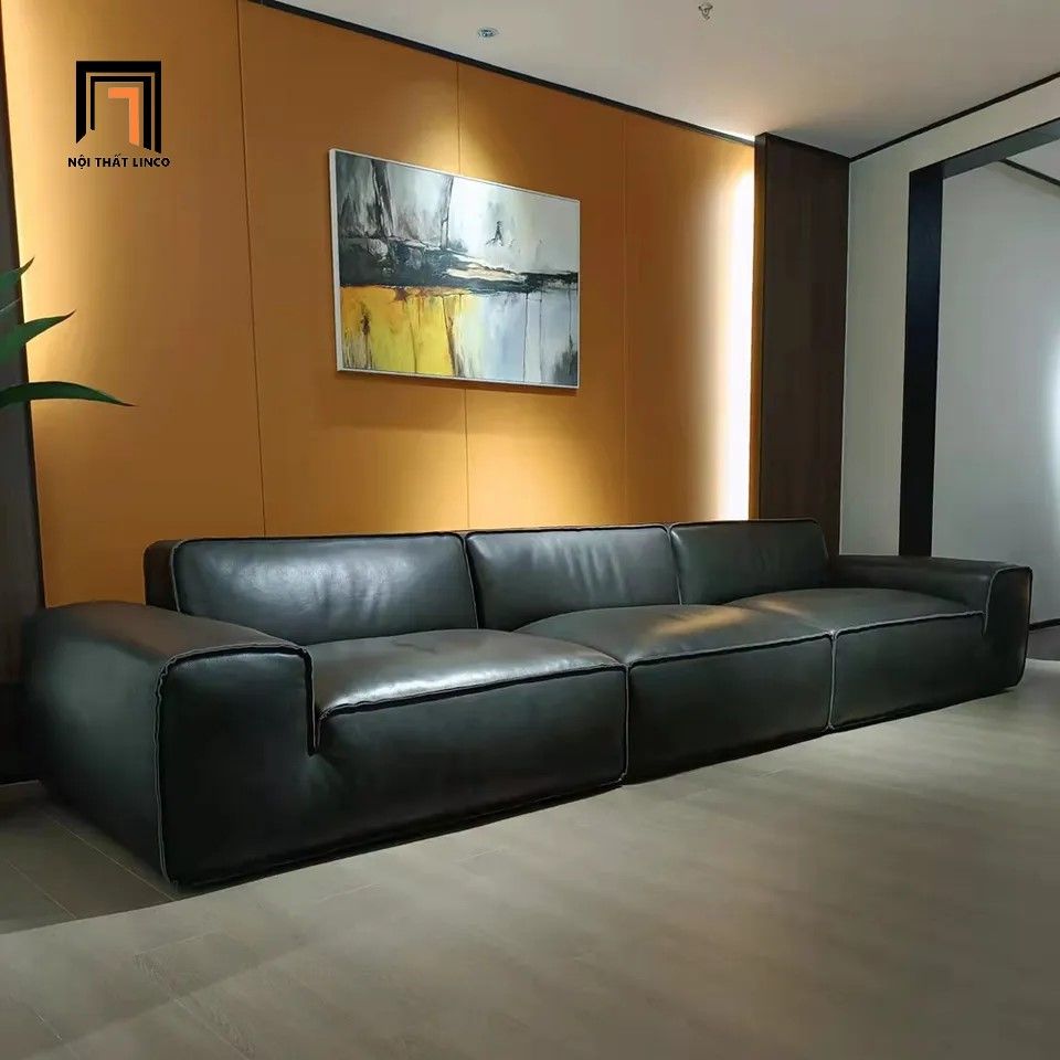 Ghế sofa băng dài 2m2 vs 2m8 BT138 Ceasar bọc da công nghiệp