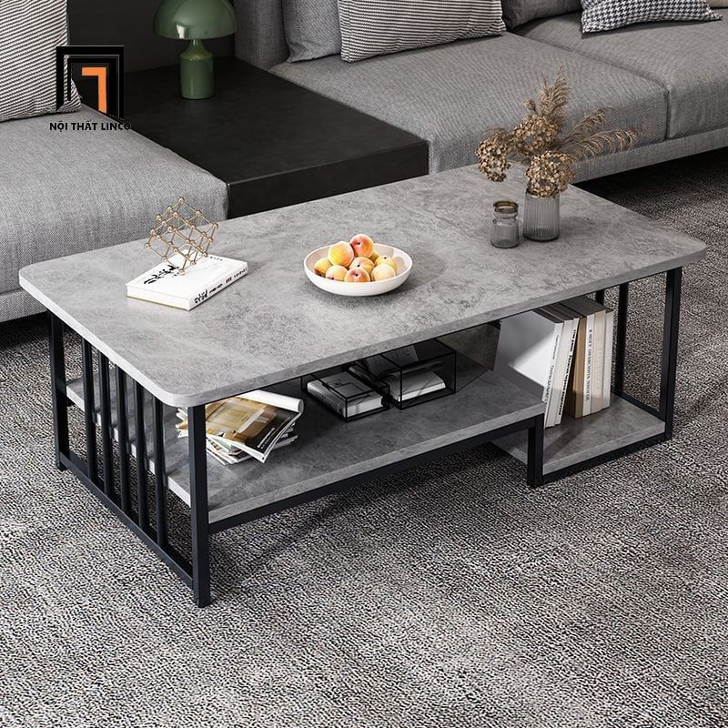 Bàn sofa mặt đá xám chữ nhật BSF77 Vigo 1m x 50 cho nhà nhỏ