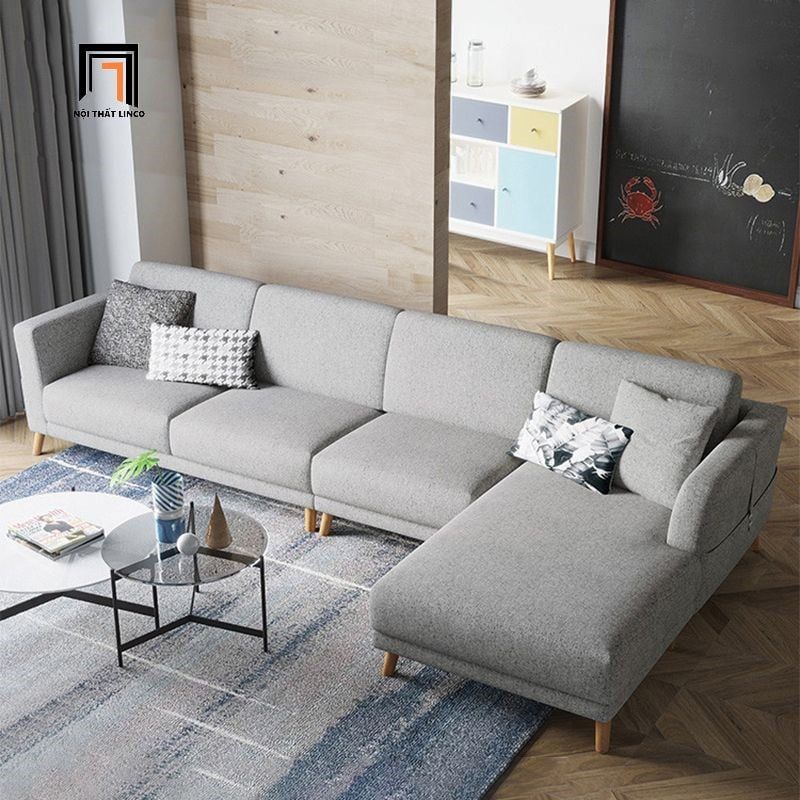 Sofa góc gia đình màu xám ghi GT208 Aldeen 2m9 x 1m6 giá rẻ