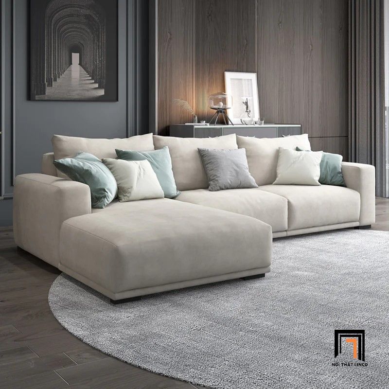 Ghế sofa góc chữ L GT143 Omaha 2m3 x 1m6 xám tro cho chung cư