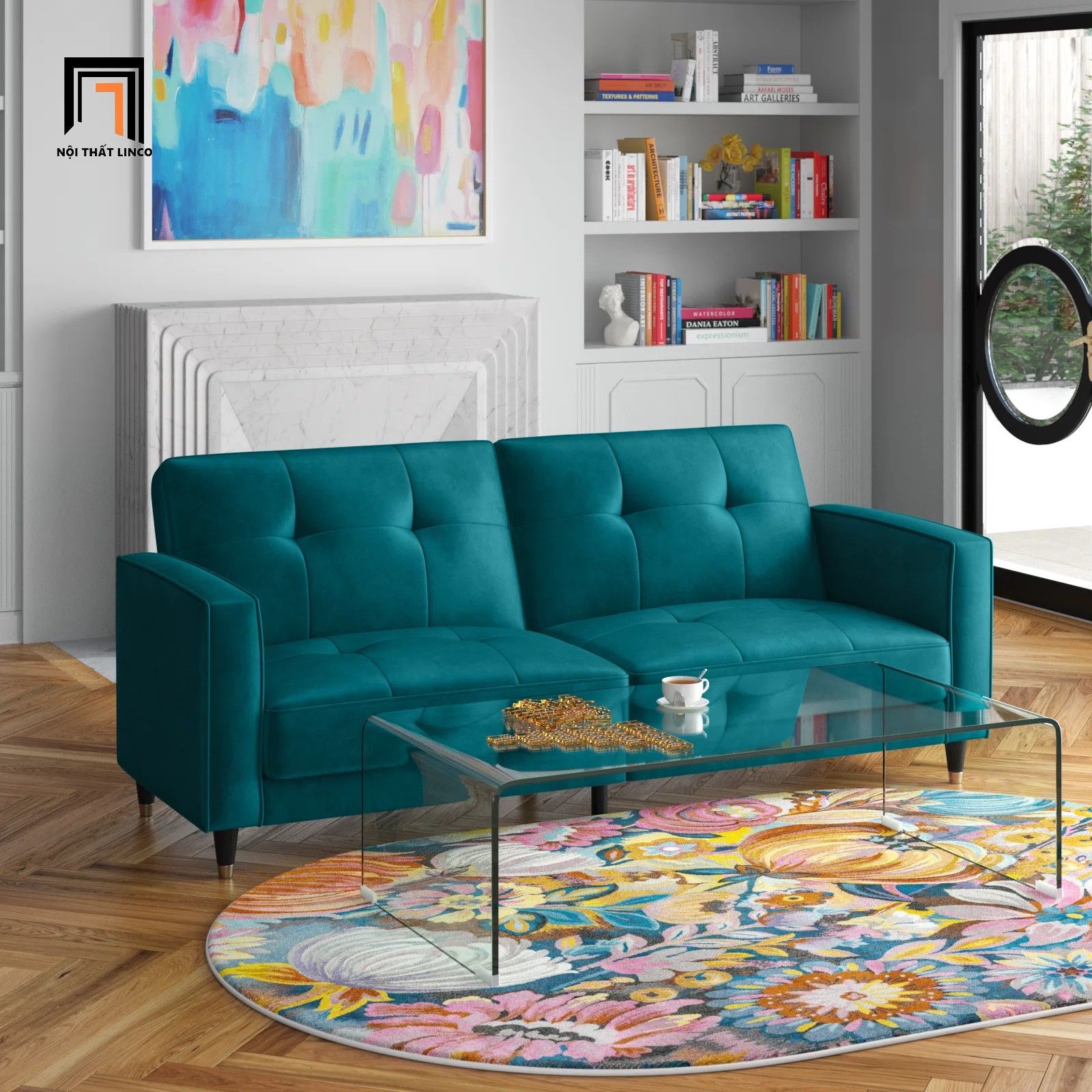 Ghế sofa văng bật giường GB42 Novelle 1m8 màu xanh lá