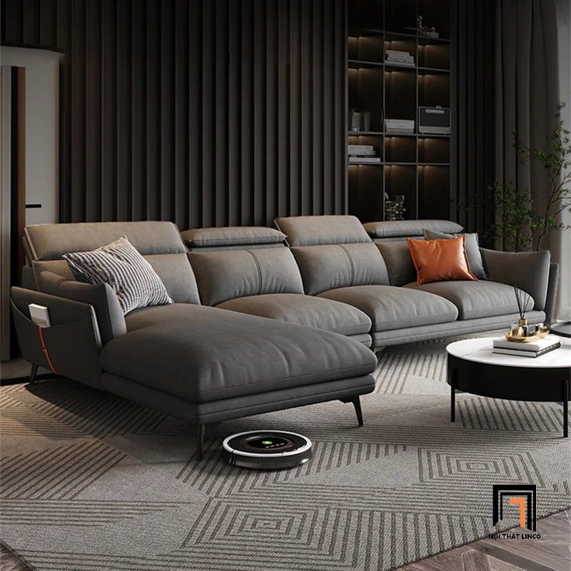Ghế sofa góc L gật gù thư giãn GT222 Numan 3m2 x 1m7 xám nỉ