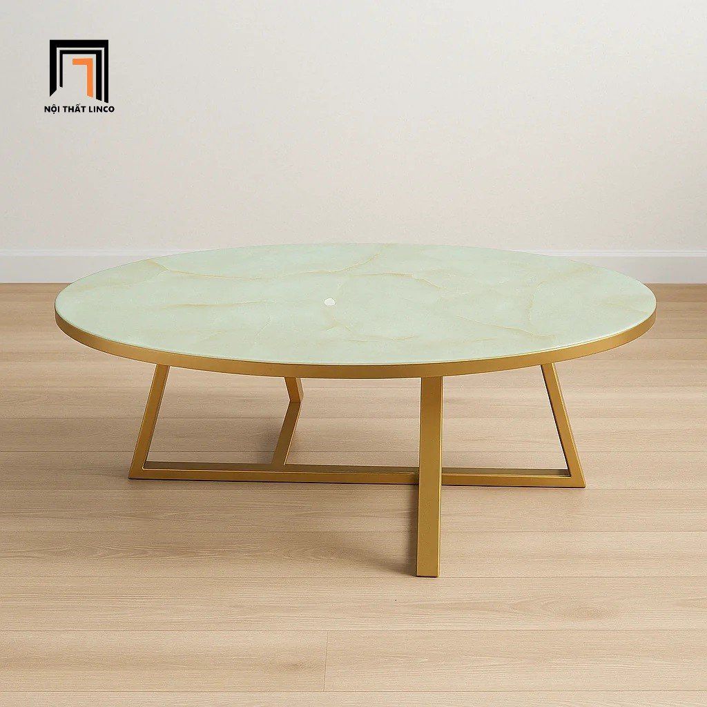 Bàn trà phòng khách mặt kính vân giả đá BTPK1 Sergee 1m x 50
