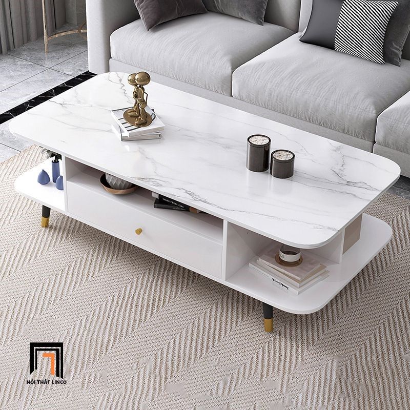 Bàn sofa gia đình chữ nhật 1m x 50 BSF11 Tray hộc kéo để đồ