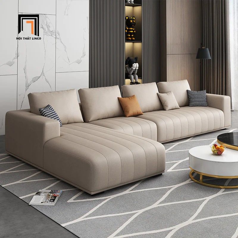Ghế sofa góc chữ L GT170 Flin 3m x 1m6 da giả màu xám