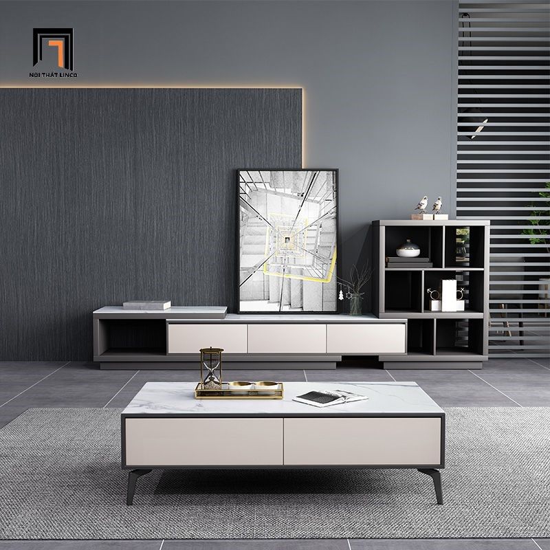Bàn sofa phòng khách hình hộp BSF31 Tamy 1m đá vân mây