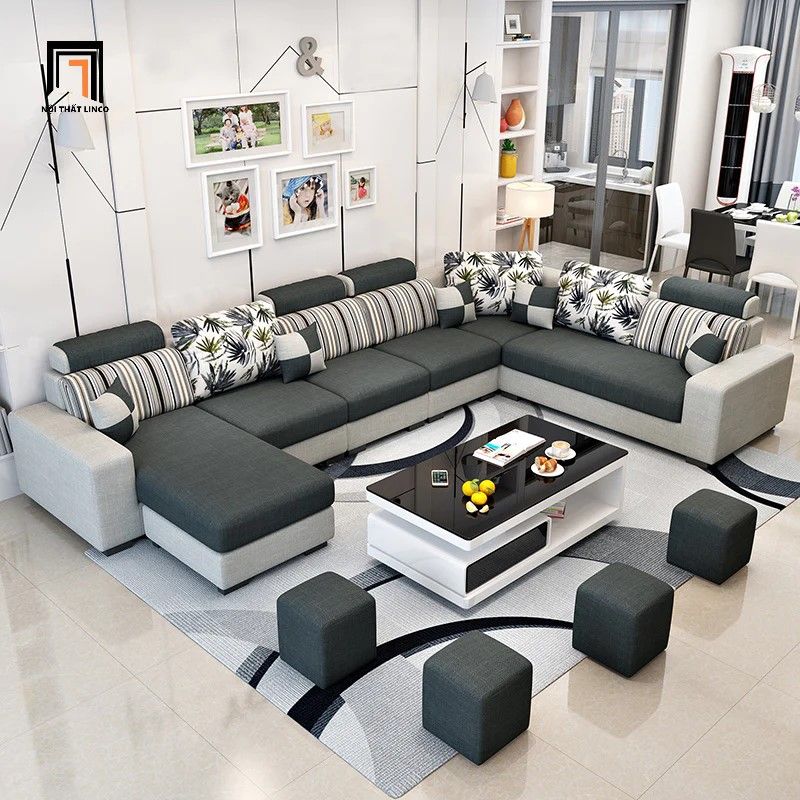 Bộ ghế sofa góc chữ U 3m45 GT123 Arian cho phòng khách lớn