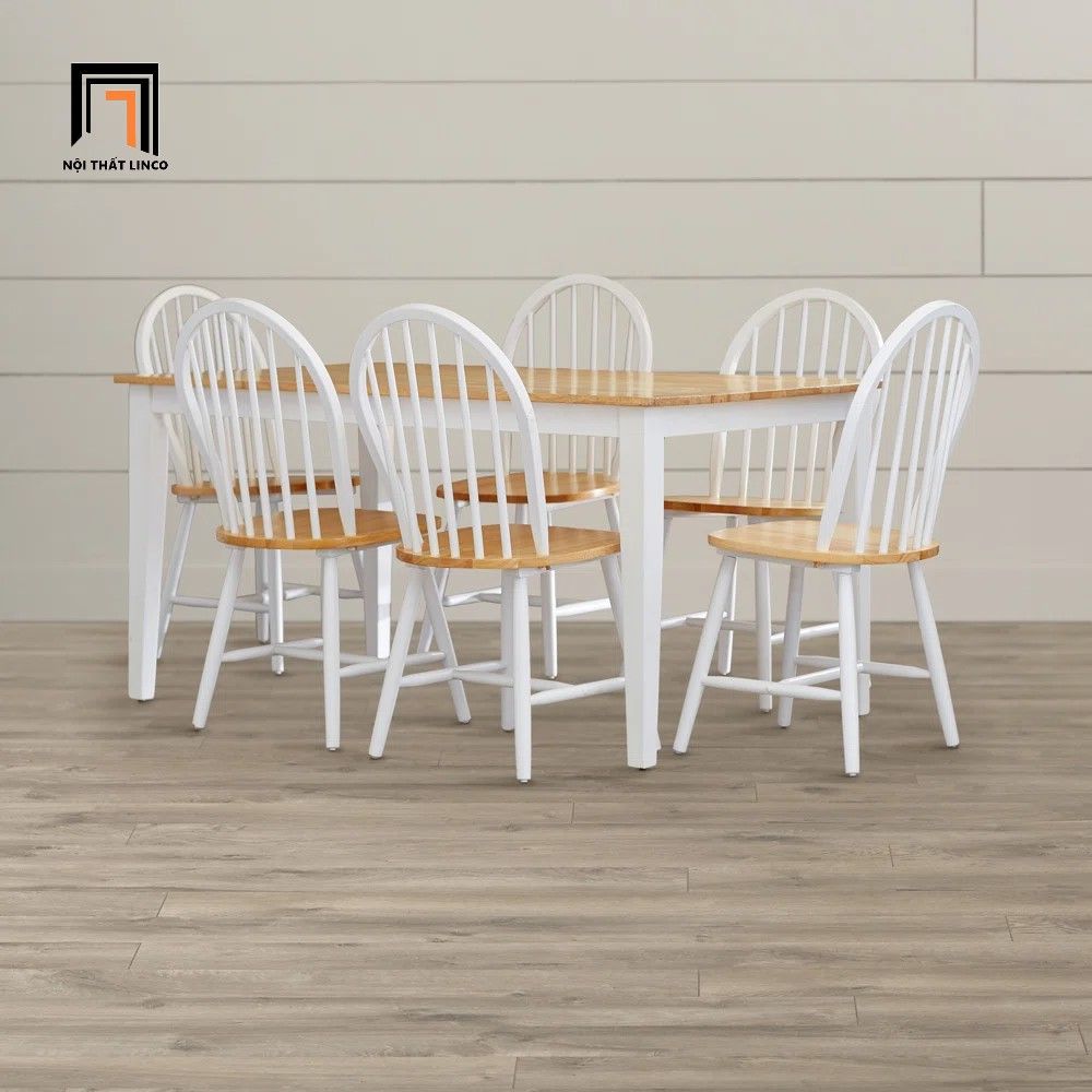Bộ bàn ăn 6 ghế gỗ xinh xắn 23-KH6-G58-B109 kiểu dáng đẹp