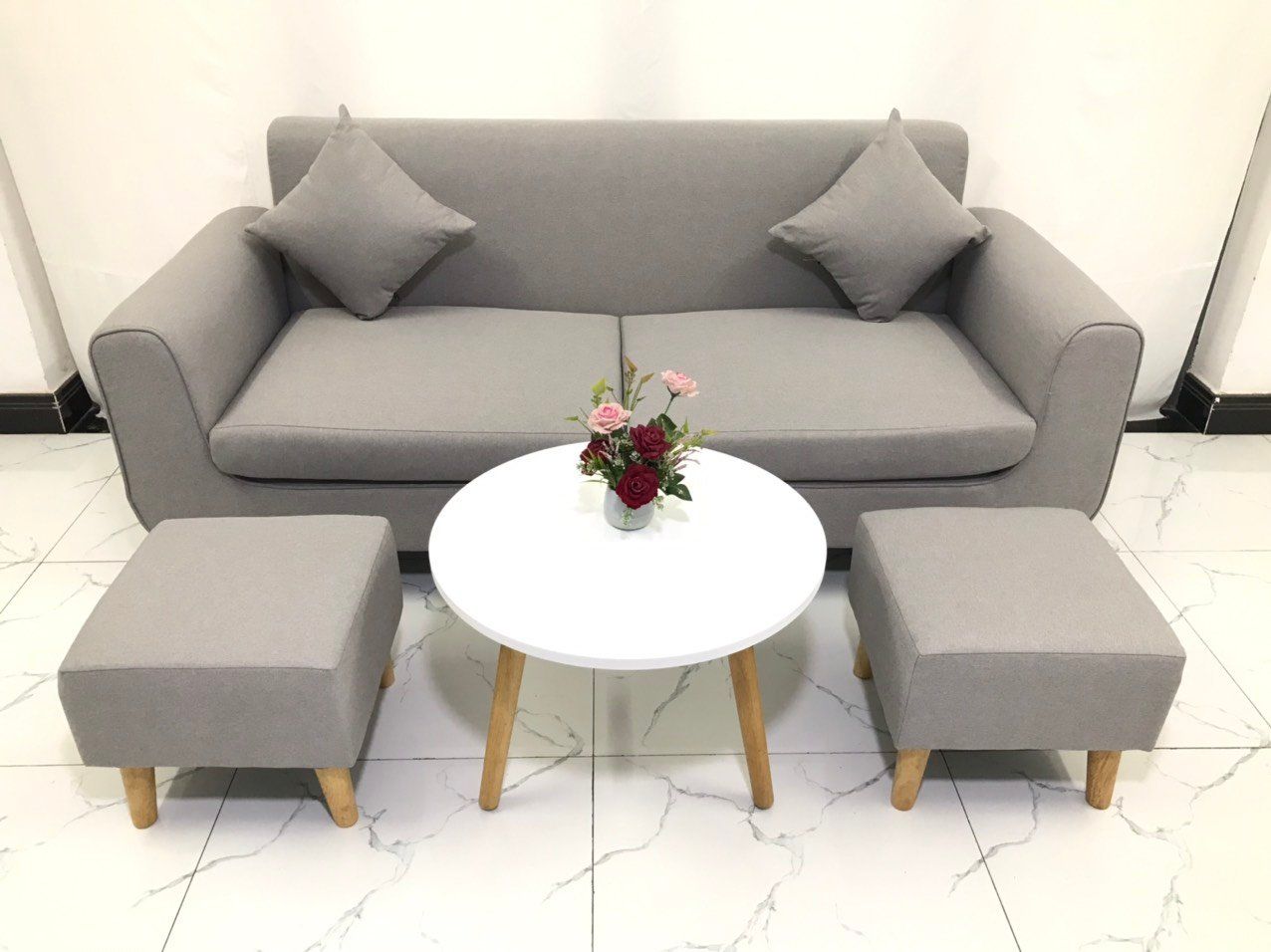 Bộ ghế sofa băng 1m9 NS04 màu xám ghi cho căn hộ chung cư
