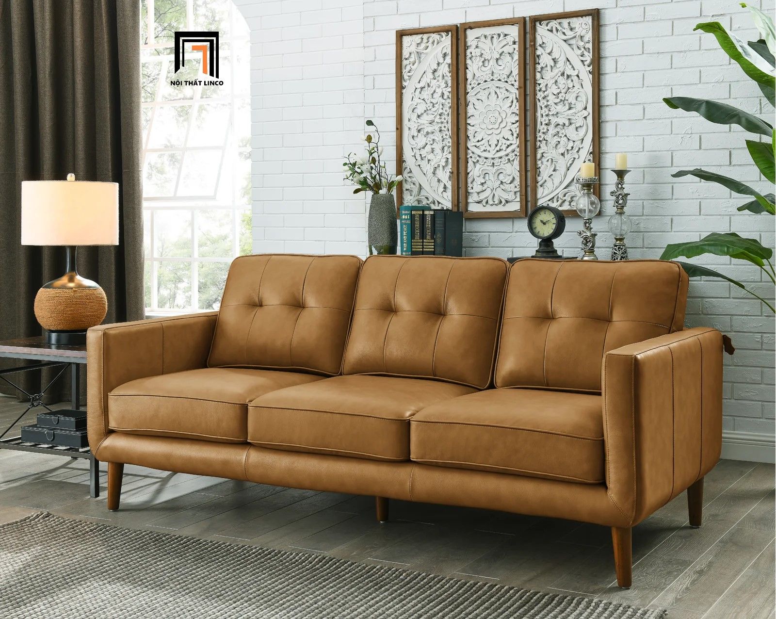 Ghế sofa băng 3 chỗ ngồi BT73 Canape dài 2m da giả