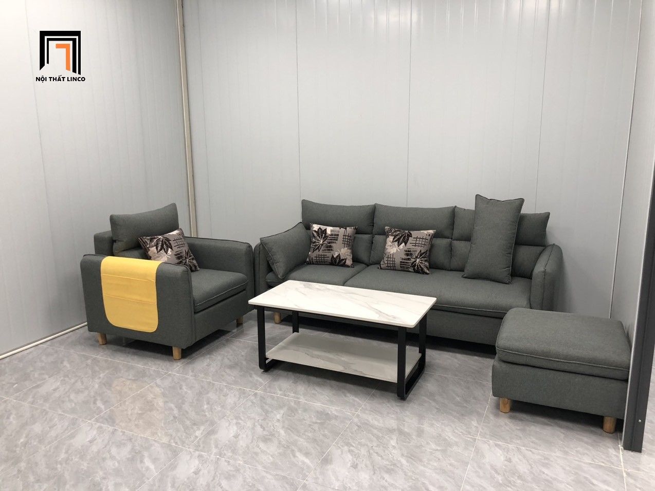 Combo 2 sofa văn phòng giá rẻ KT140 Colton xám lông chuột
