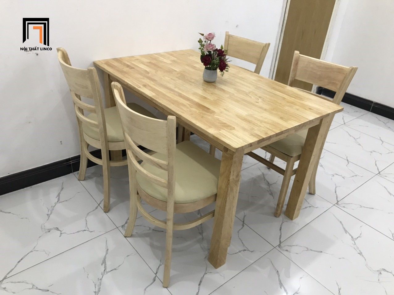 Bộ bàn ăn 4 ghế giá rẻ 1-KH4-G02-B108-go phòng bếp gia đình