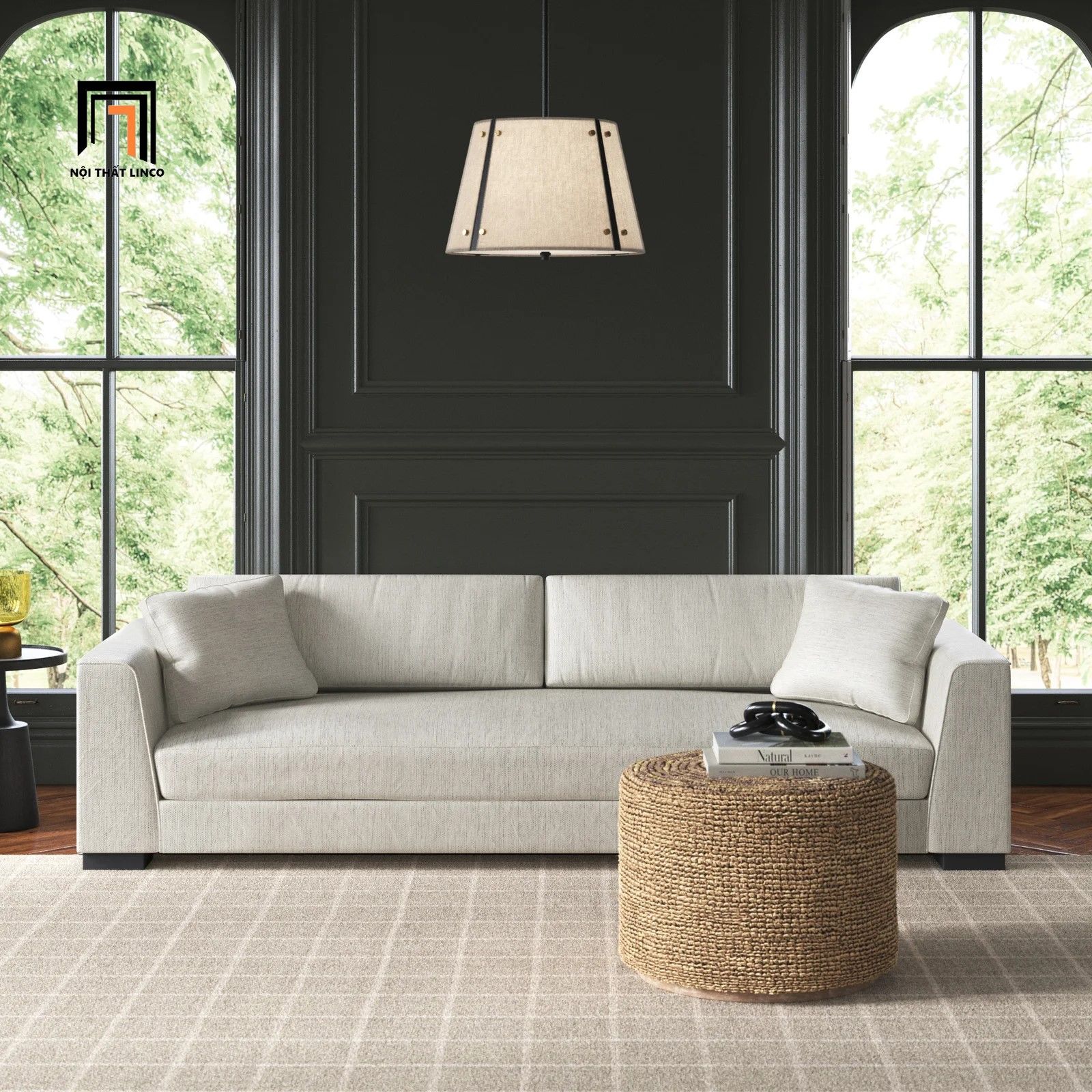 Ghế sofa văng dài phòng khách BT77 Chesee dài 2m1 xám trắng