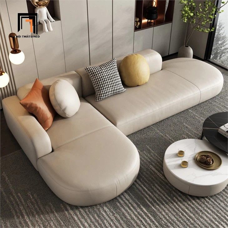 Sofa góc chữ L nệm cong GT250 Decoy 2m5 x 1m5 da giả đẹp
