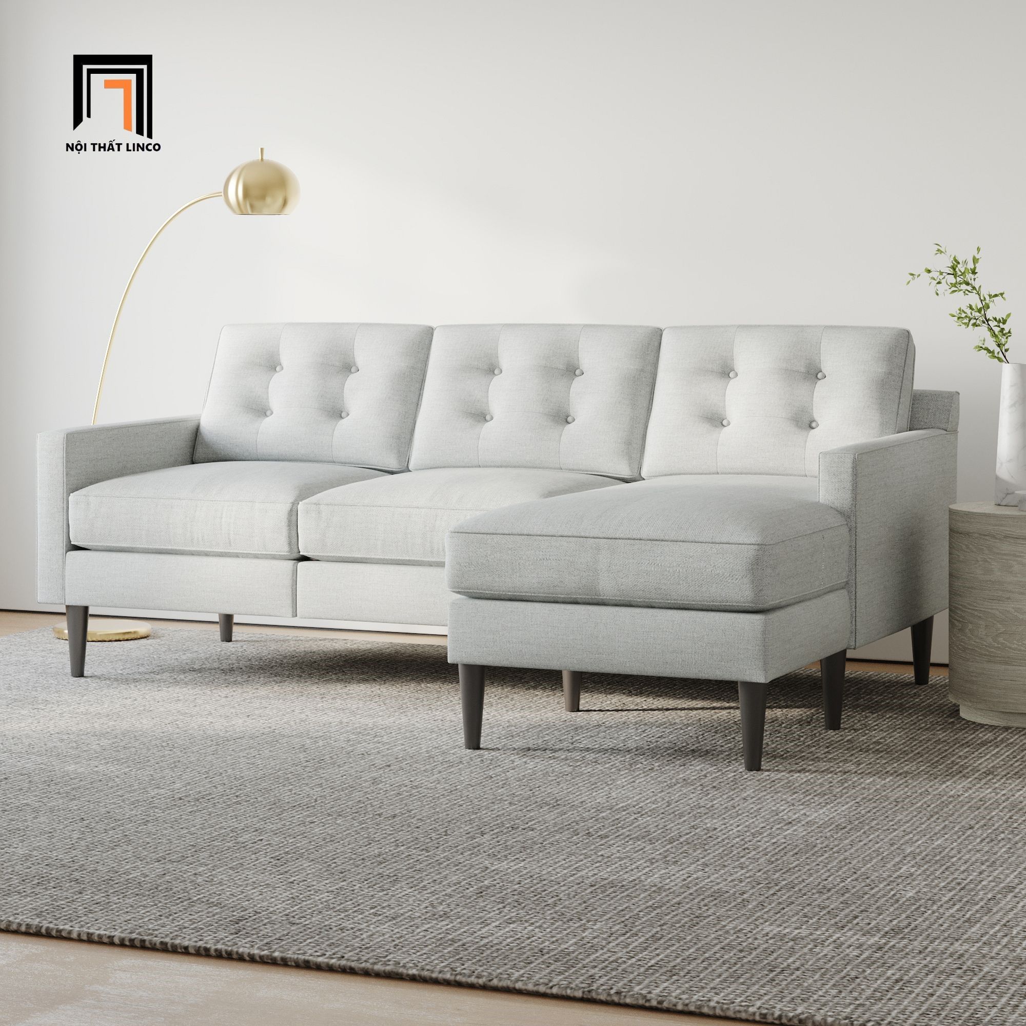 Ghế sofa góc L giá rẻ 2m2 x 1m6 GT135 Drake phòng khách chung cư