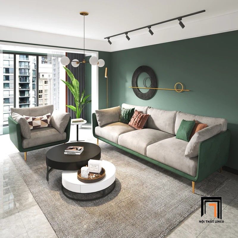 Bộ ghế sofa phòng khách sang trọng KT33 Cornuda da công nghiệp