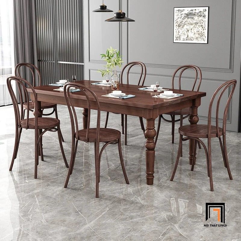 Bộ bàn ăn 6 ghế gỗ tần bì cao cấp 30-KH6-G55-B108 cho gia đình
