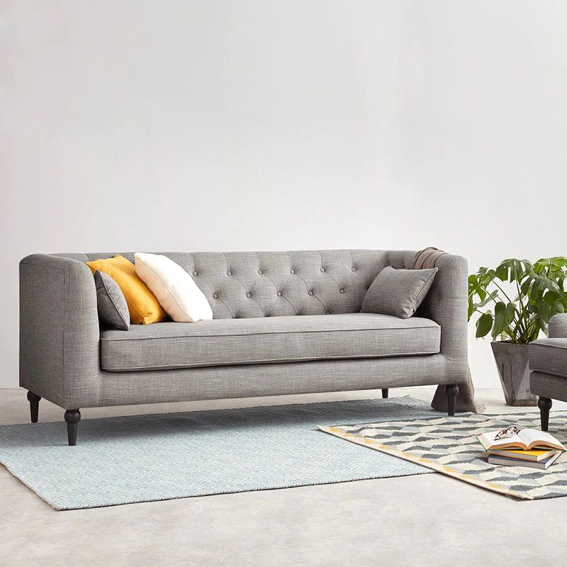 Bộ ghế sofa gia đình KT95 Wright màu xám trắng đinh nút