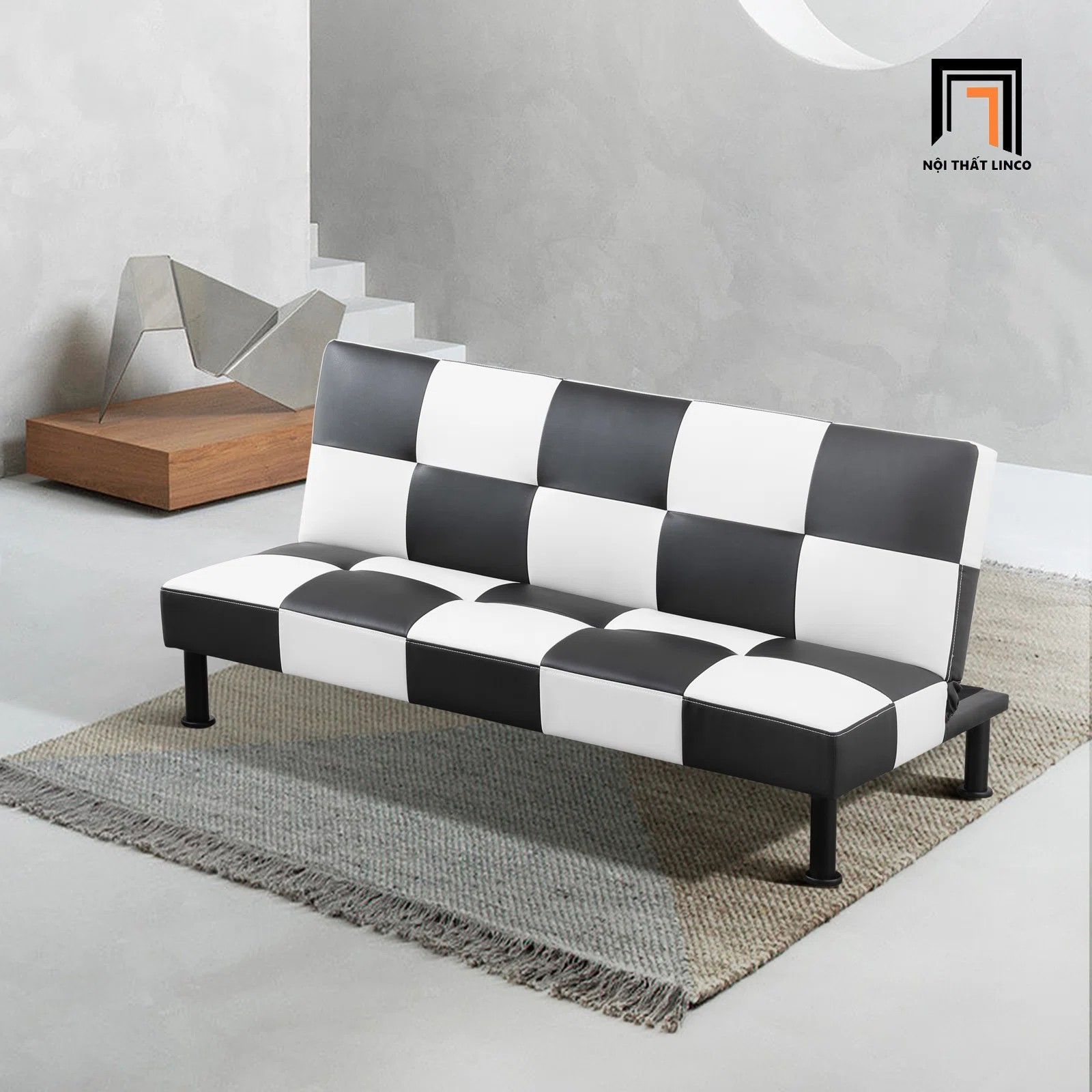 Ghế sofa giường thông minh giá rẻ GB73 Adetola 1m7 phối đen trắng