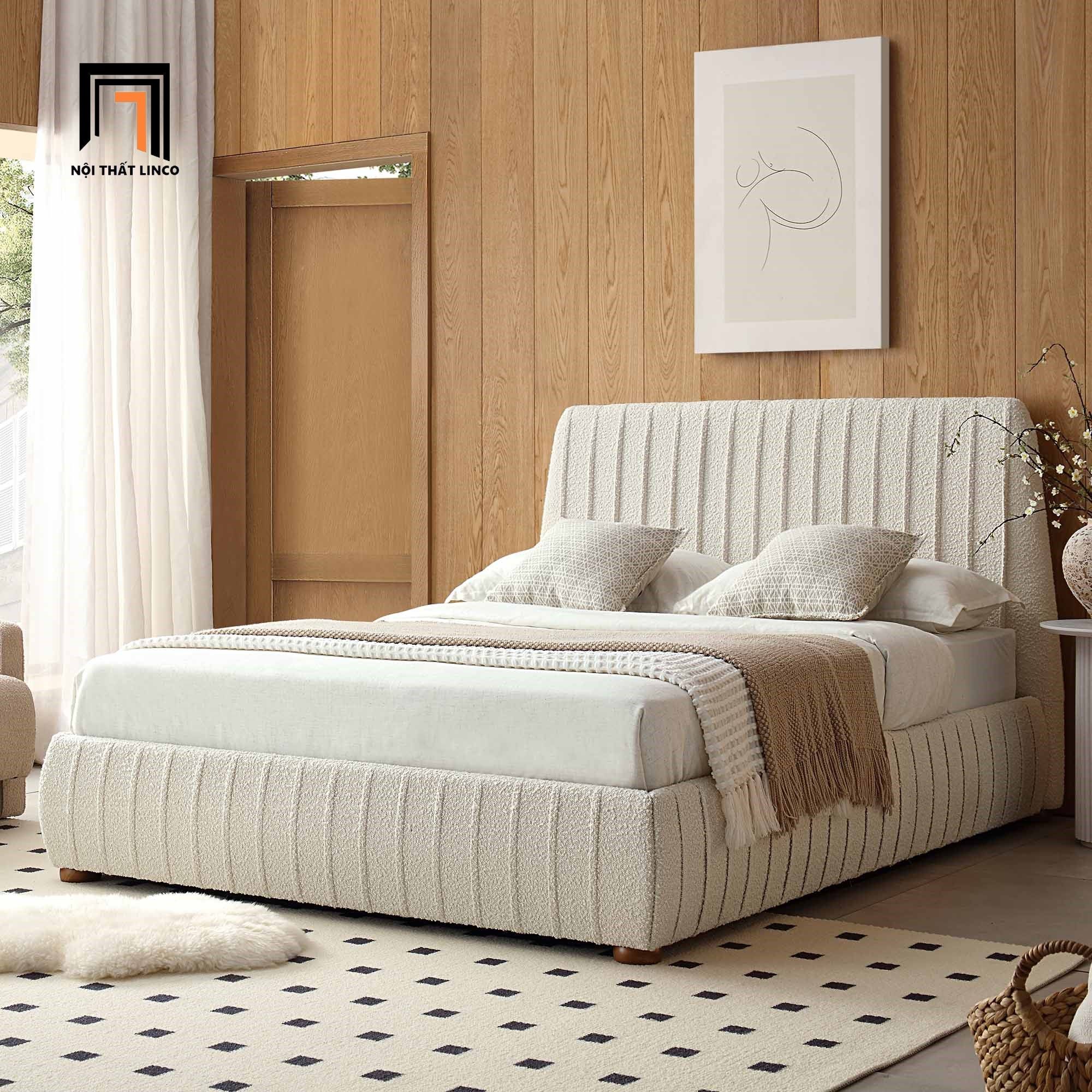 Giường ngủ bọc nệm cho gia đình GN66 Helia vải lông cừu đẹp