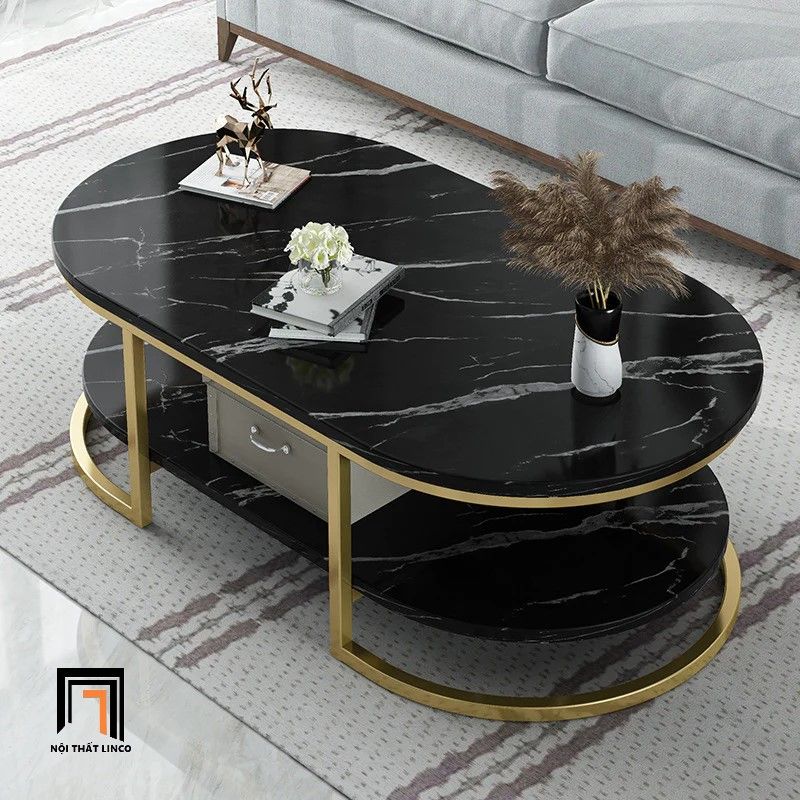 Bàn sofa đẹp 1m x 50 mặt đá oval BSF16 Keen cho gia đình nhỏ