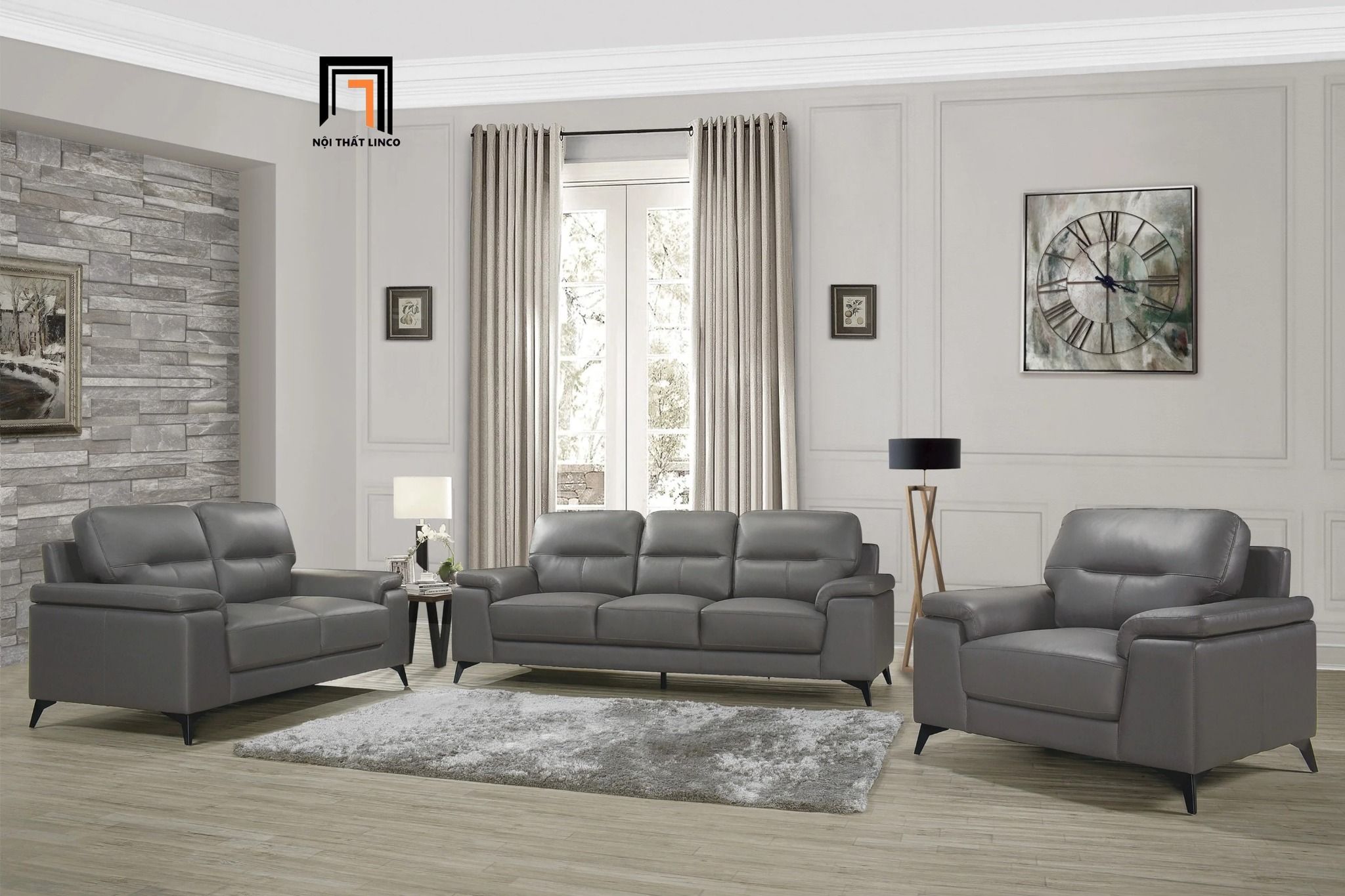 Ghế sofa đơn gia đình da công nghiệp DT62 Mahler màu xám