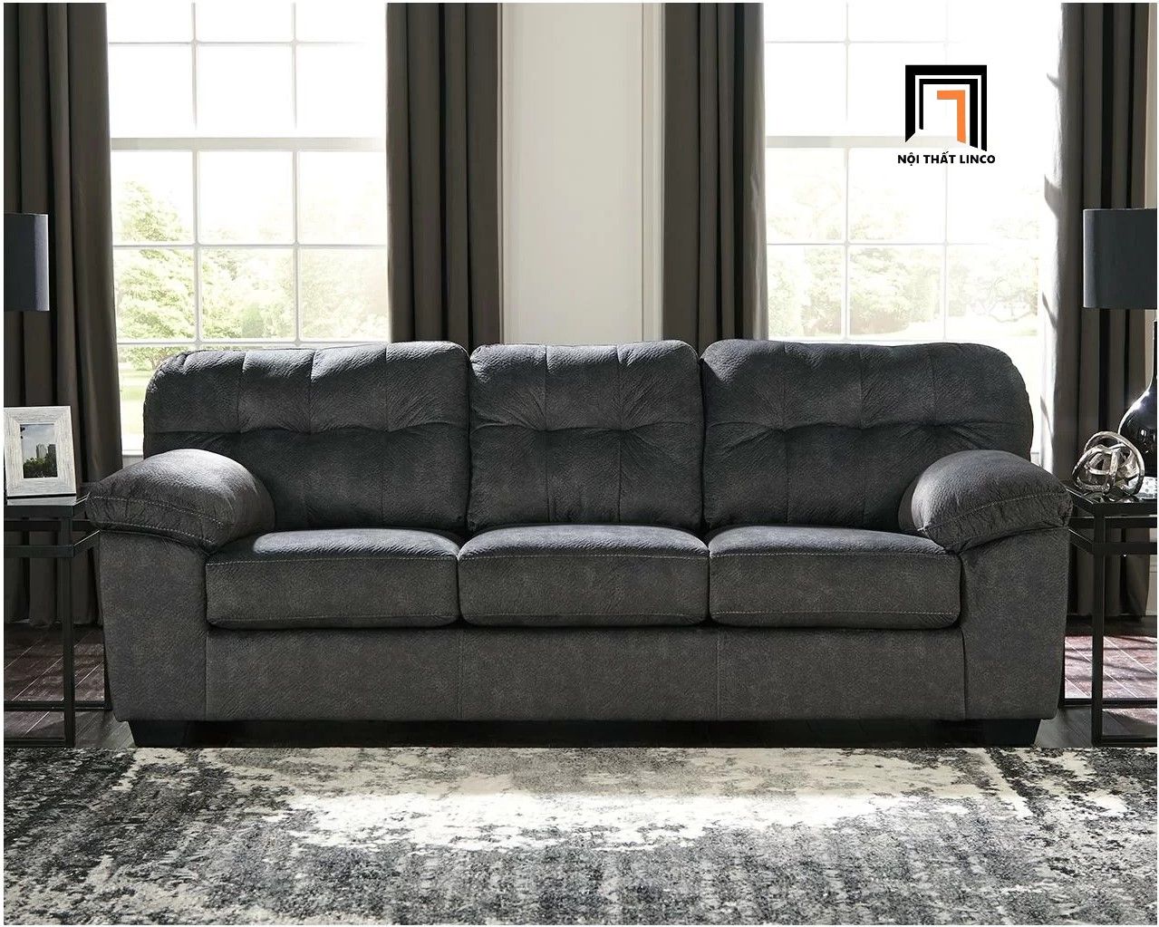 Ghế sofa băng da giả 2m BT31 Barrus phong cách châu Âu