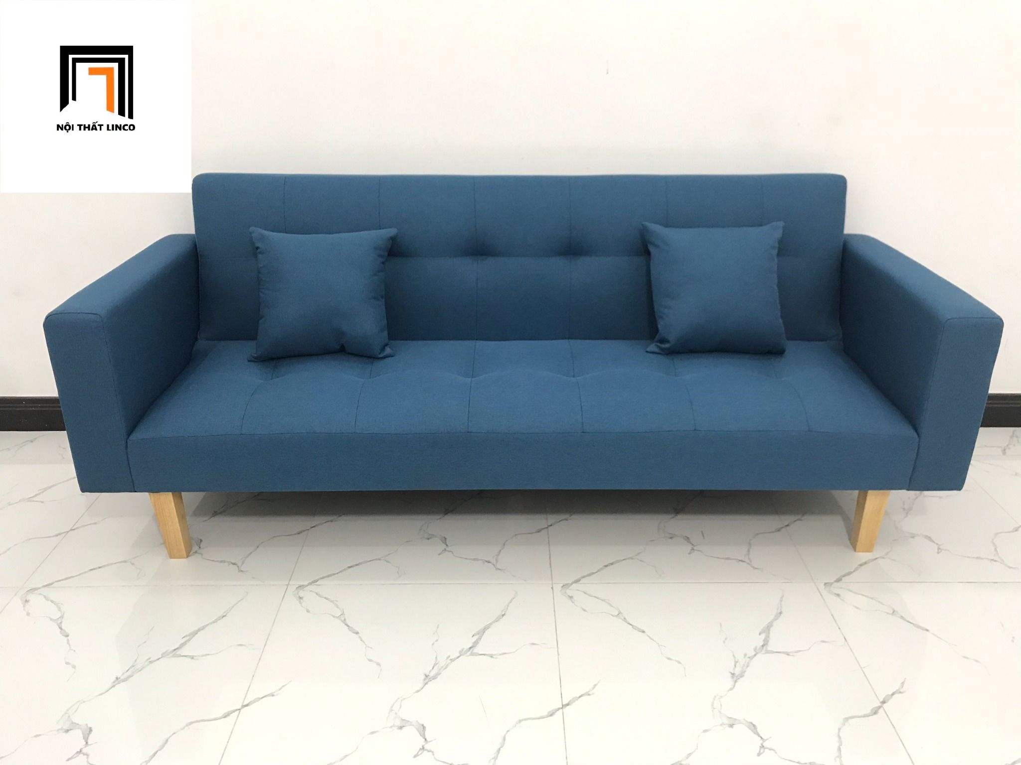 Bộ ghế sofa văng dài BTV dài 2m bật nằm xanh dương