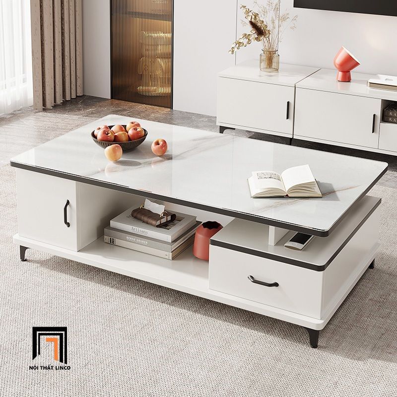 Bàn sofa hình hộp chữ nhật 1m BSF76 Fossy hộc kéo để đồ nhỏ