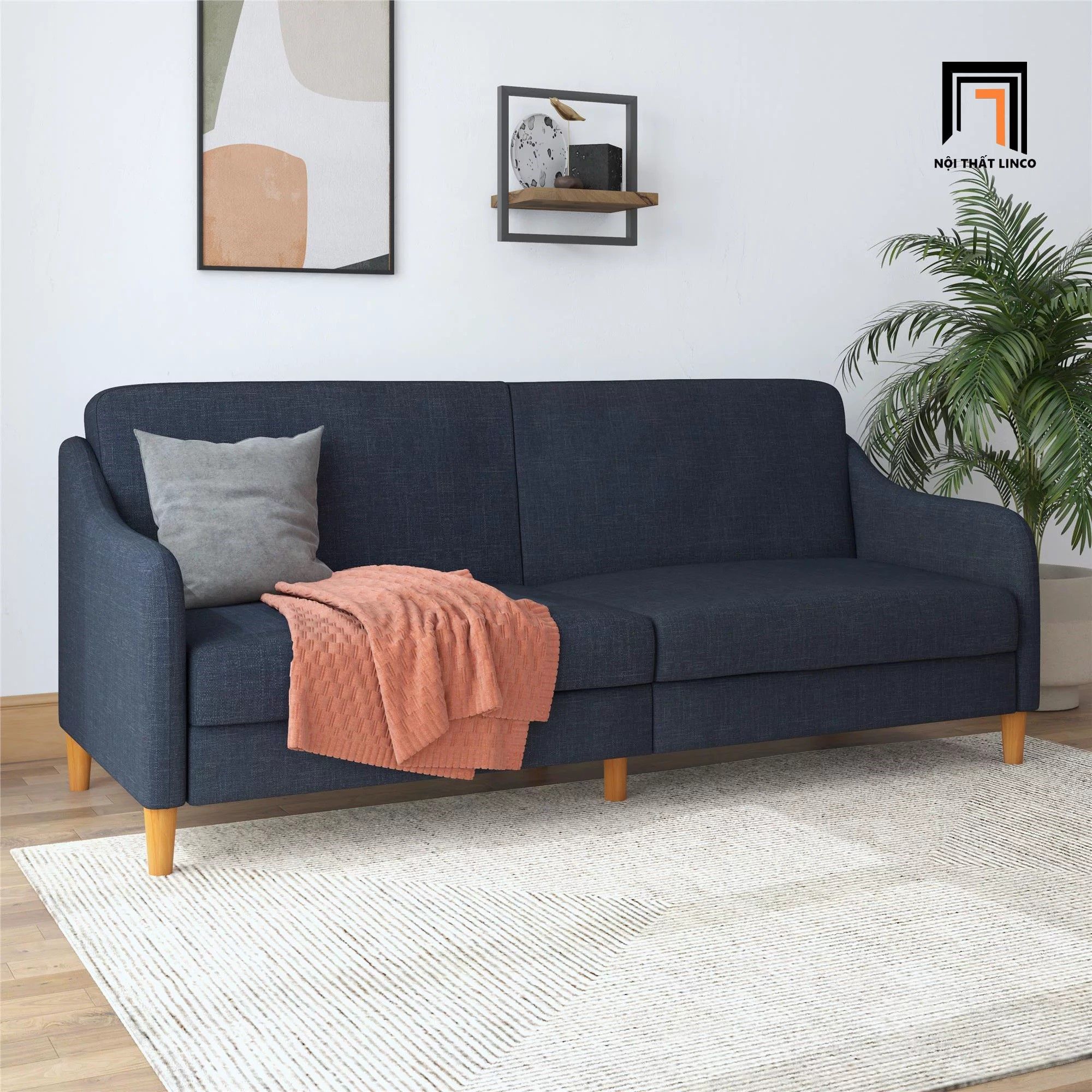 Ghế sofa văng giường nằm GB17 Jasper màu xanh than dài 1m9