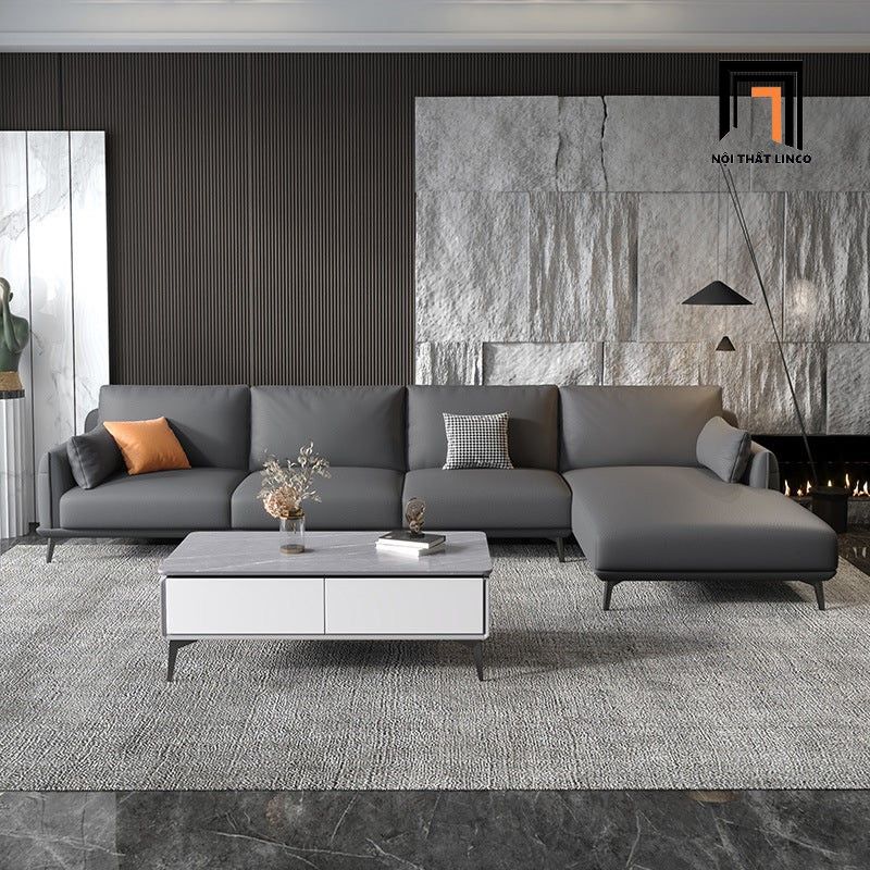Ghế sofa góc L 3m x 1m6 da giả xanh lá GT194 Pavia hiện đại
