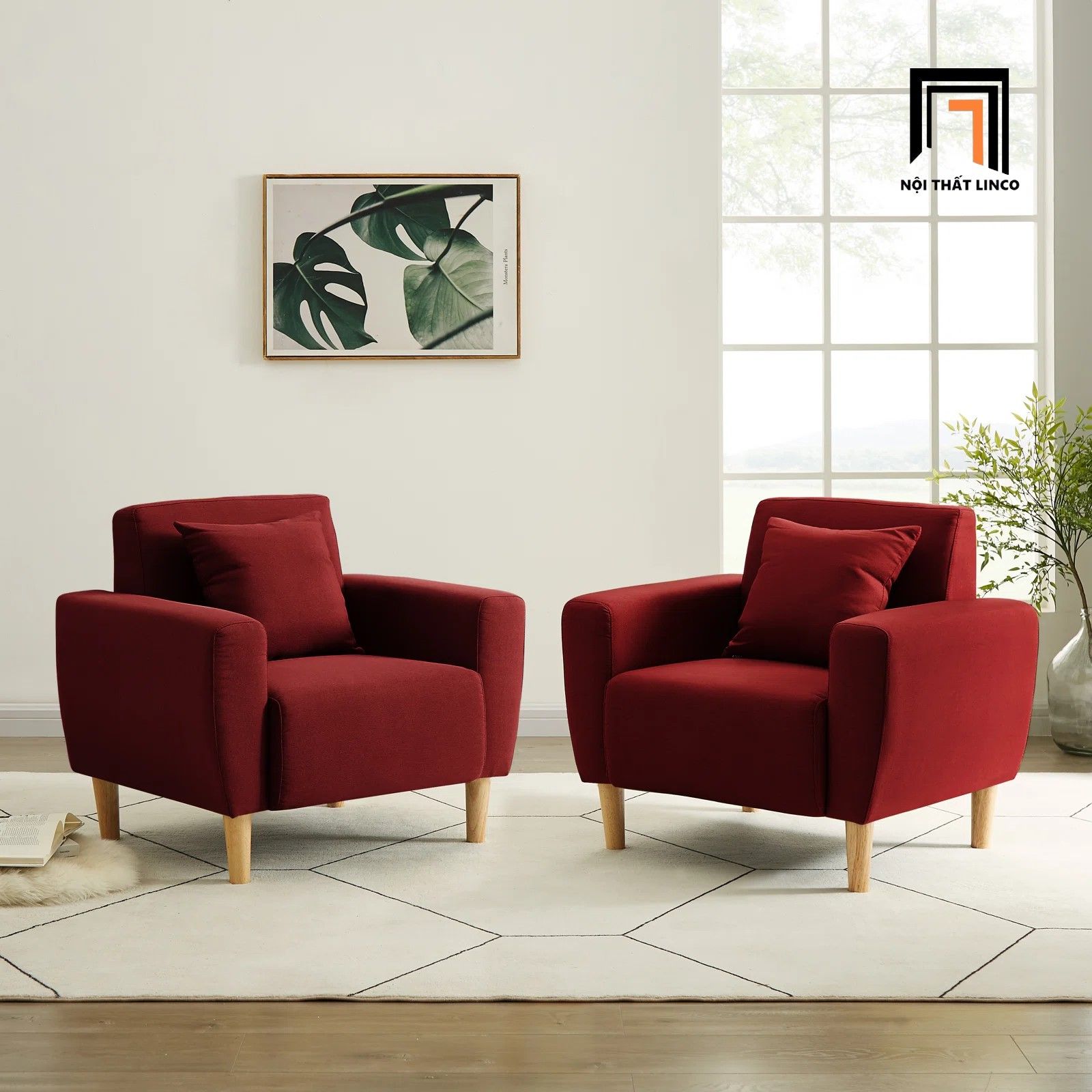 Ghế sofa đơn cho phòng nhỏ DT2 Zaro giá rẻ màu đỏ đô