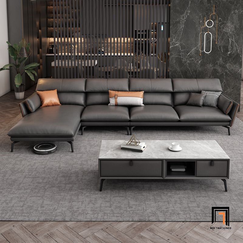 Ghế sofa góc chữ L hiện đại GT220 Elsin 3m x 1m6 da giả Pu