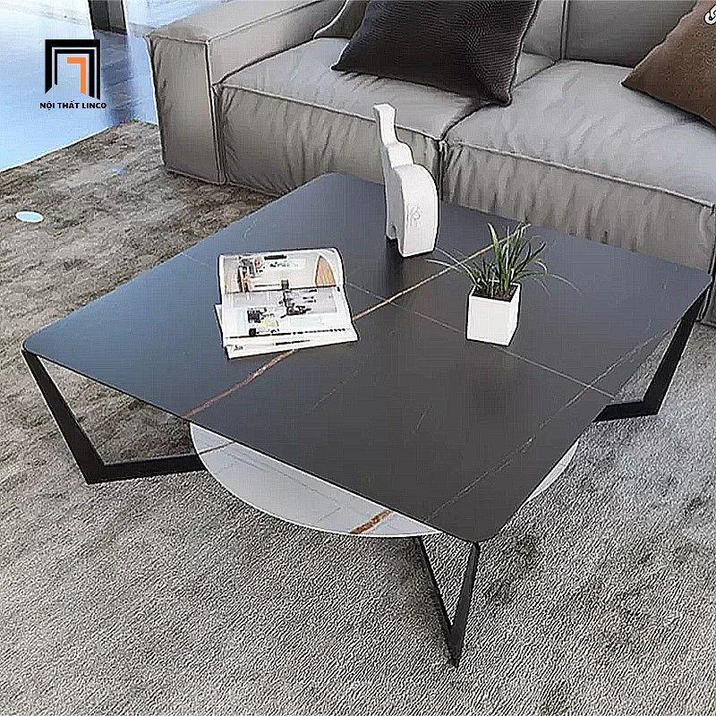 Bàn sofa cao cấp mặt đá vuông BSF41 Skawy 60 x 40 2 tầng