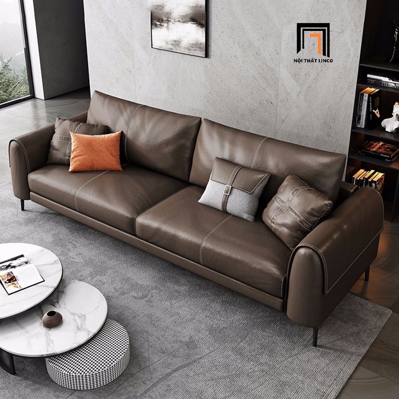 Set ghế sofa văn phòng cao cấp KT86 Sanluis da giả màu nâu