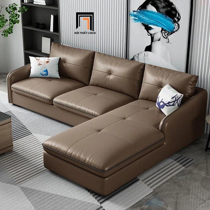 Bộ ghế sofa góc L da giả màu nâu GT229 Croxdale 2m5 x 1m7