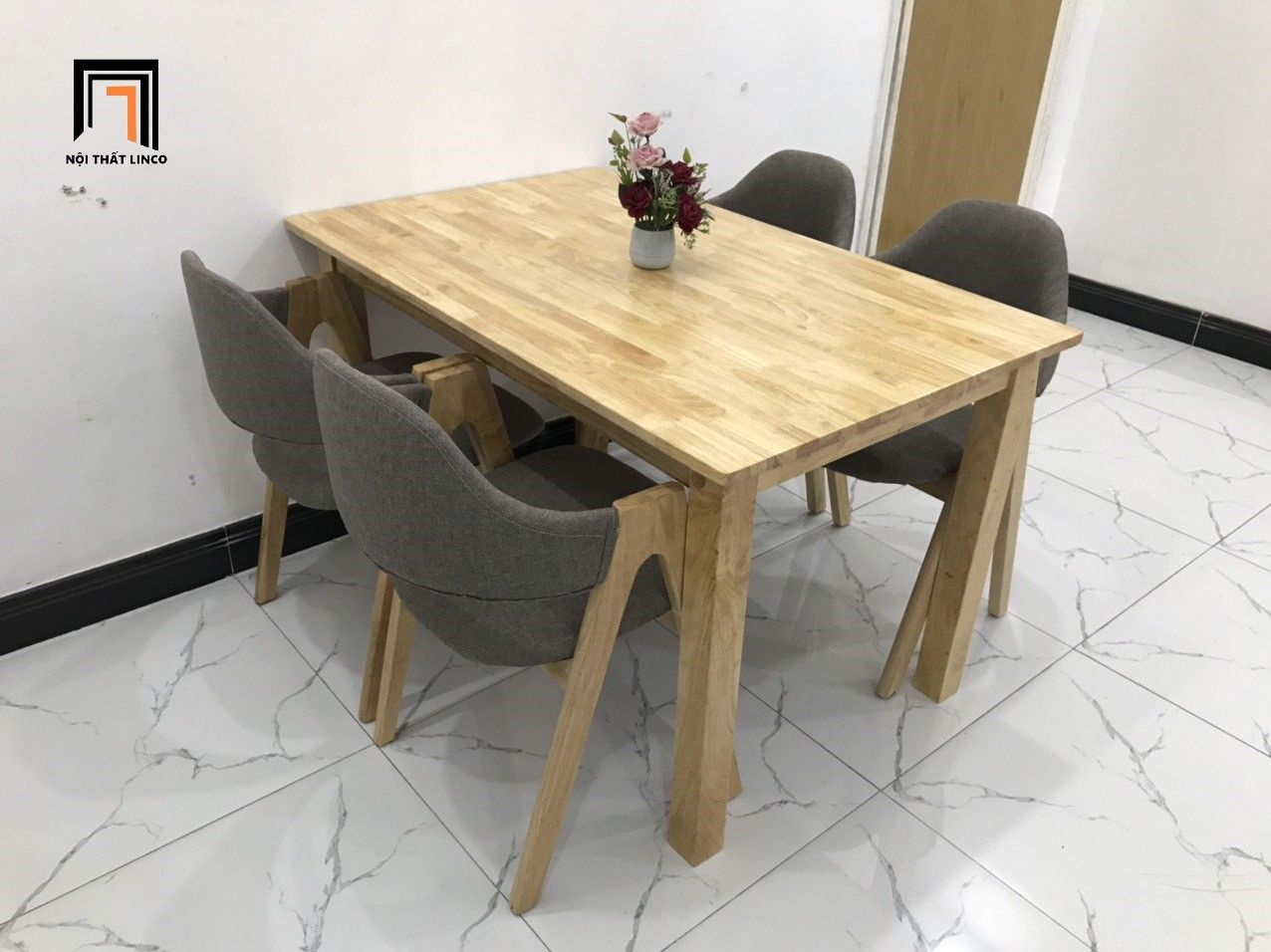 Bộ bàn ghế ăn gỗ giá rẻ 7-KH4-G5-B108-go cho nhà bếp nhỏ