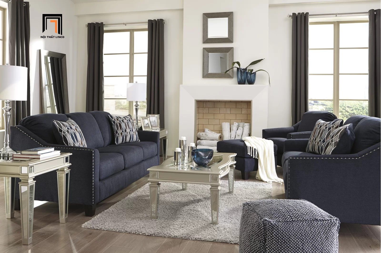 Ghế sofa đơn phòng khách gia đình xám than DT57 Canchola sang trọng