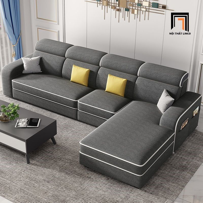 Ghế sofa góc L xám lông chuột GT181 Tunica 2m8 x 1m6 giá rẻ