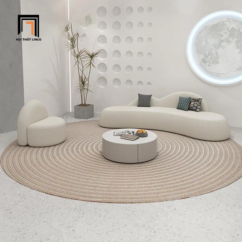 Bộ ghế sofa cong xinh xắn KT106 Gondrin vải lông cừu xinh