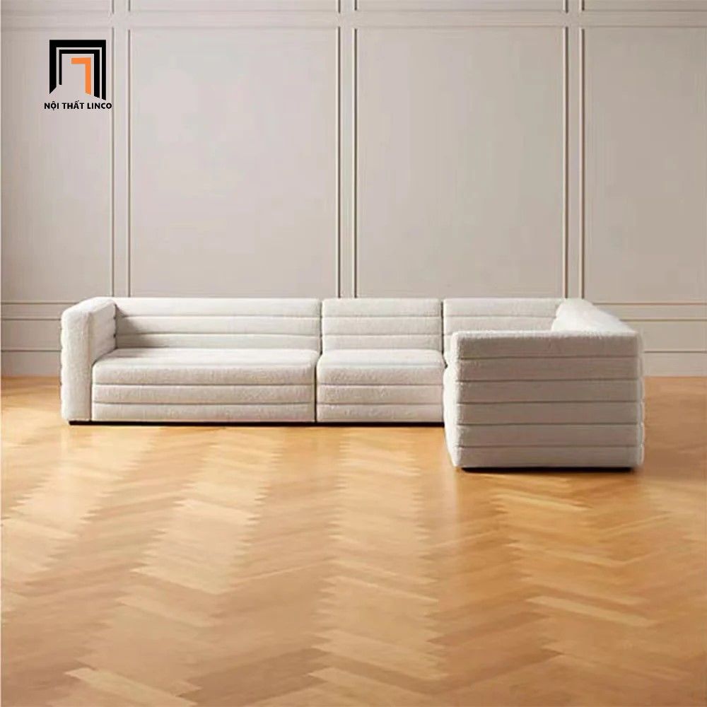 Bộ ghế sofa góc GT89 Benn 3m x 1m6 màu trắng kem vải nỉ