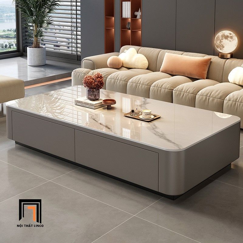 Bàn sofa chữ nhật mặt đá BSF85 Asbury 1m1 hộc kéo xinh xắn